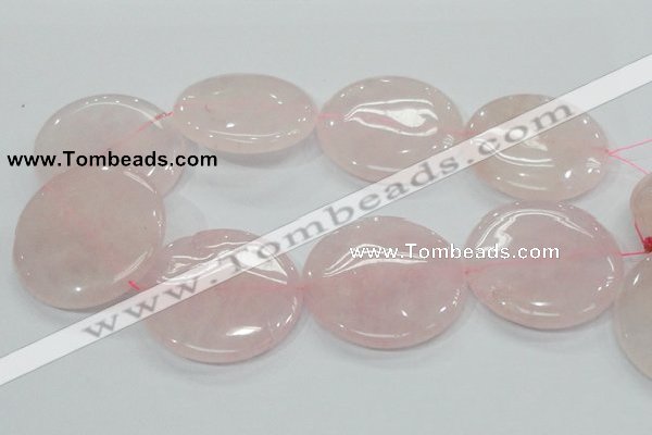 CRQ76 15.5 inches 50mm flat round natural rose quartz beads