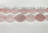 CRQ761 15.5 inches 30mm flat round rose quartz beads