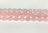 CRQ765 15.5 inches 14mm flat round rose quartz beads