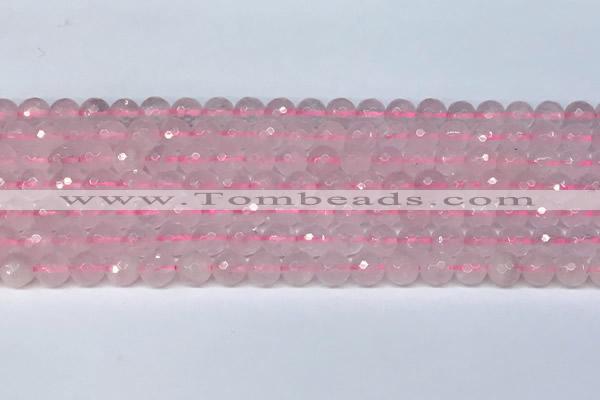 CRQ796 15.5 inches 6mm faceted round rose quartz gemstone beads