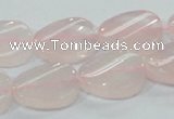 CRQ80 15.5 inches 15*20mm twisted oval natural rose quartz beads