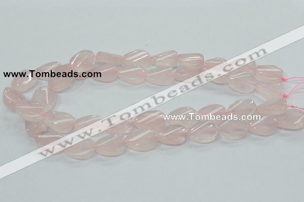CRQ80 15.5 inches 15*20mm twisted oval natural rose quartz beads