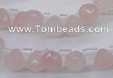 CRQ800 Top drilled 7*7mm faceted teardrop rose quartz beads