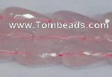 CRQ810 15.5 inches 12*25mm faceted teardrop rose quartz beads