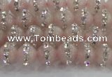 CRQ820 15.5 inches 6mm round rose quartz with rhinestone beads