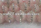 CRQ822 15.5 inches 10mm round rose quartz with rhinestone beads