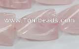 CRQ83 15.5 inches 20*30mm twisted rectangle natural rose quartz beads