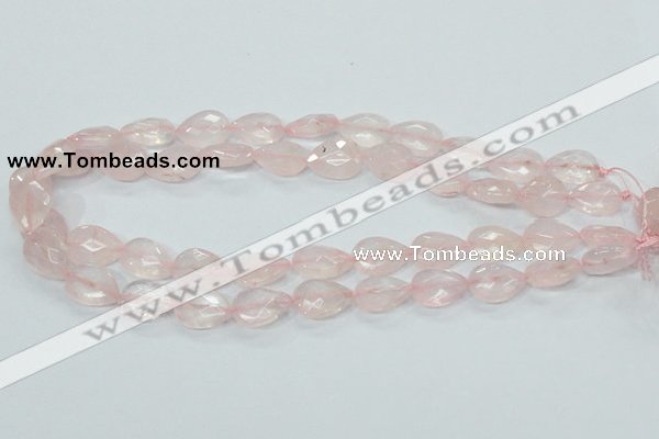 CRQ87 15.5 inches 12*18mm faceted teardrop natural rose quartz beads