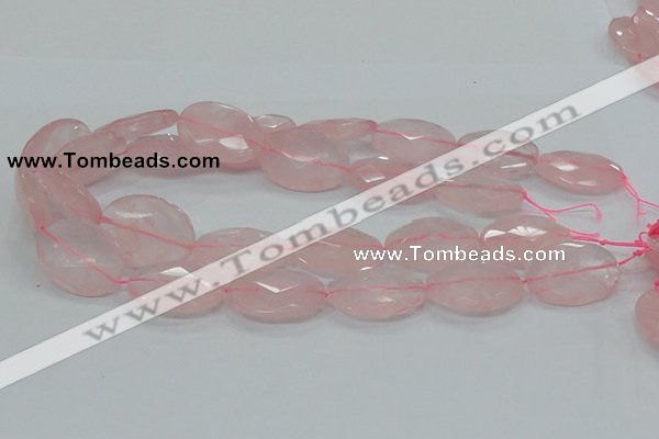 CRQ93 15.5 inches 22*30mm faceted oval natural rose quartz beads