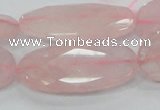 CRQ94 15.5 inches 20*40mm faceted oval natural rose quartz beads