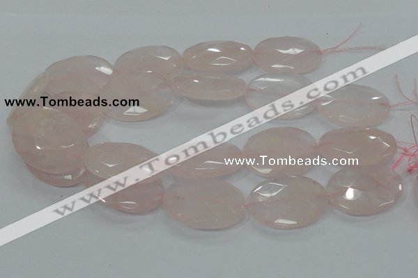 CRQ95 15.5 inches 30*40mm faceted oval natural rose quartz beads