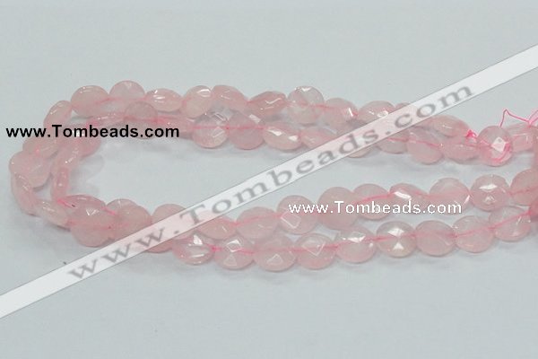 CRQ96 15.5 inches 12mm faceted flat round natural rose quartz beads