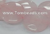 CRQ97 15.5 inches 25mm faceted flat round natural rose quartz beads