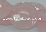 CRQ98 15.5 inches 35mm faceted flat round natural rose quartz beads
