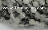 CRU01 15.5 inches 6mm faceted round black rutilated quartz beads