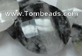 CRU07 15.5 inches 40mm faceted flat round black rutilated quartz beads