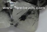 CRU10 15.5 inches 30*30mm faceted diamond black rutilated quartz beads