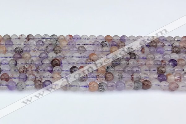 CRU1011 15.5 inches 5mm round mixed rutilated quartz beads