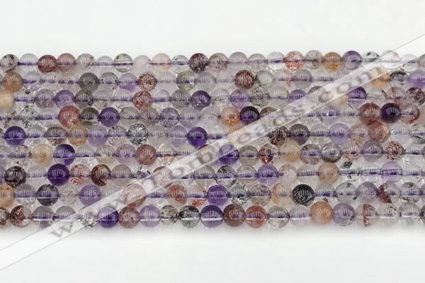 CRU1017 15.5 inches 4mm round mixed rutilated quartz beads