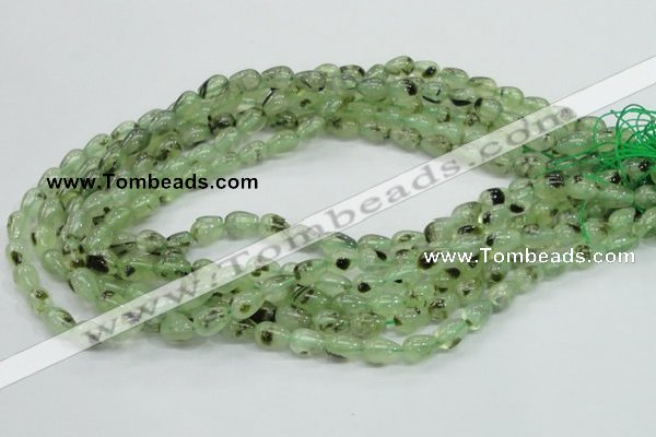 CRU104 15.5 inches 7*10mm teardrop green rutilated quartz beads