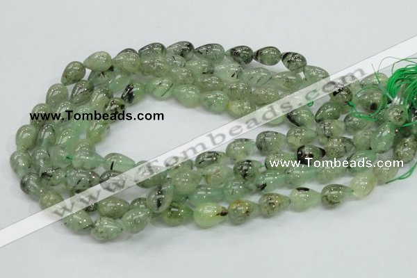 CRU105 15.5 inches 10*14mm teardrop green rutilated quartz beads