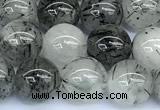 CRU1054 15 inches 10mm round black rutilated quartz beads