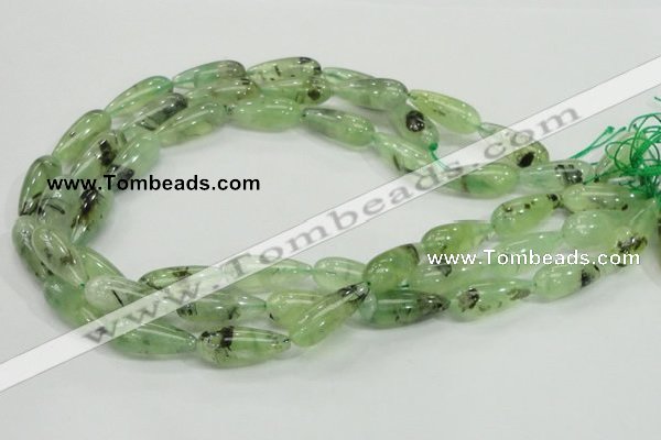 CRU106 15.5 inches 10*25mm teardrop green rutilated quartz beads