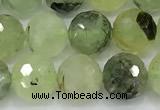 CRU1077 15 inches 10mm faceted round green rutilated quartz beads