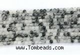 CRU1080 15.5 inches 4mm round black rutilated quartz gemstone beads