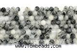 CRU1081 15.5 inches 6mm round black rutilated quartz gemstone beads