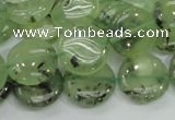 CRU110 15.5 inches 16mm flat round green rutilated quartz beads