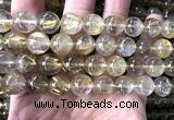 CRU1105 15 inches 12mm round golden rutilated quartz beads