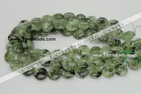 CRU111 15.5 inches 20mm flat round green rutilated quartz beads