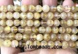 CRU1110 15 inches 6mm round golden rutilated quartz beads wholesale