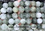 CRU1134 15 inches 12mm round green rutilated quartz beads wholesale