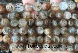CRU1144 15 inches 10mm round black gold rutilated quartz beads