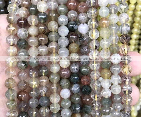 CRU1148 15 inches 6mm round mixed rutilated quartz beads