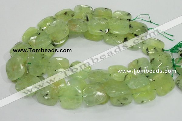 CRU121 15.5 inches 25*25mm faceted square green rutilated quartz beads