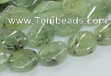 CRU122 15.5 inches 10*14mm twisted oval green rutilated quartz beads