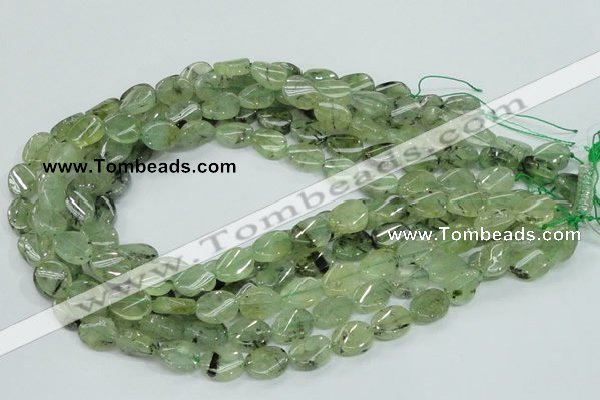 CRU122 15.5 inches 10*14mm twisted oval green rutilated quartz beads