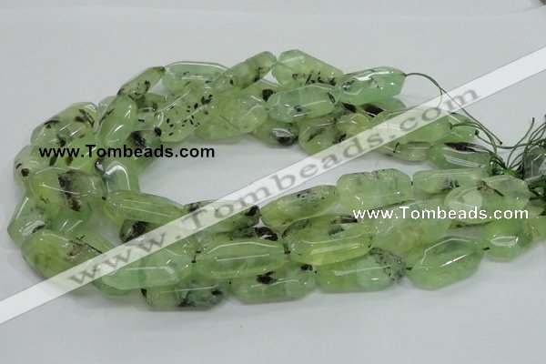 CRU128 15.5 inches 17*33mm faceted rectangle green rutilated quartz beads