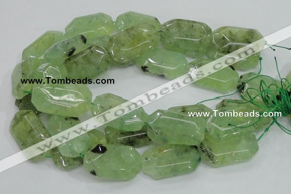 CRU129 15.5 inches 22*38mm faceted rectangle green rutilated quartz beads