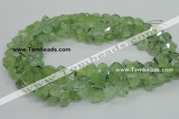 CRU130 15.5 inches 11*13mm faceted freeform green rutilated quartz beads