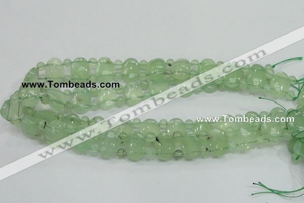 CRU135 13*18mm oval & round double drilled green rutilated quartz beads