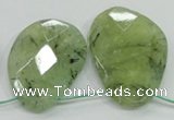 CRU137 15.5 inches 35*45mm faceted freeform green rutilated quartz beads