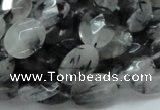 CRU14 15.5 inches 11*14mm faceted oval black rutilated quartz beads