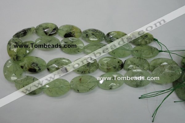 CRU140 15.5 inches 20*30mm faceted oval green rutilated quartz beads