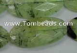 CRU141 15.5 inches 20*40mm faceted oval green rutilated quartz beads