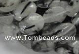 CRU15 15.5 inches 12*16mm faceted oval black rutilated quartz beads