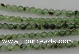 CRU150 15.5 inches 4mm faceted round green rutilated quartz beads